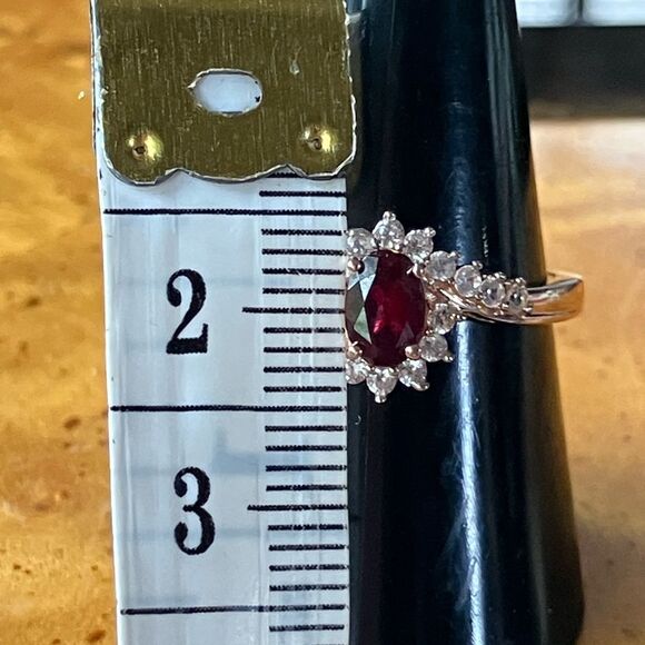 Natural Anthill Garnet Sterling Silver Halo Ring Size 9 - Picture 6 of 8